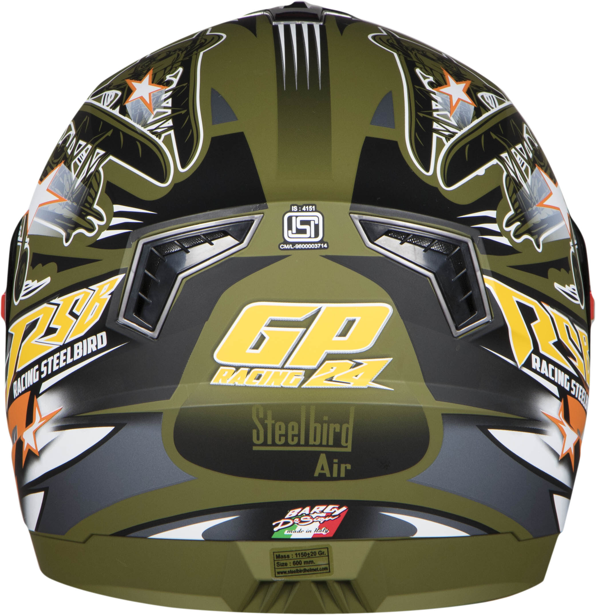 SBA-1 Hovering Glossy Battle Green With Yellow ( Fitted With Clear Visor  Extra Gold Chrome Visor Free)